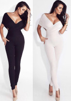 Women's Spring/Summer Sexy V-Neck Off Shoulder Jumpsuits