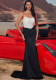 Women's Sexy Elegant Strapless Fishbone Patchwork Bridesmaid Formal Evening Dress