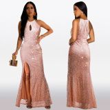 Women's Chic Sexy Sequined Split Fashionable Dress