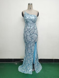 Women One Shoulder Beaded Geometric Sequin Formal Party Prom Wedding Evening Dress