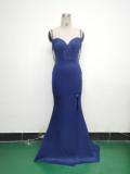 Women Fishbone Lace Sequin Wedding Fishtail Evening Dress