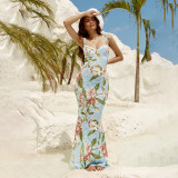 Women's Holidays Sleeveless Lace Trimmed Print Dress