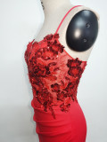Women Fishbone Lace-Up Sequin Embroidery Formal Formal Party Evening Dress