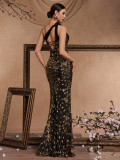 Women's Luxury Slit Long Elegant Slash Shoulder Chic Cocktail Bridesmaid Dress