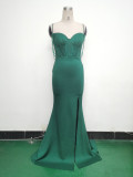 Women Fishbone Lace Sequin Wedding Fishtail Evening Dress