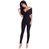 Women's Spring/Summer Sexy V-Neck Off Shoulder Jumpsuits