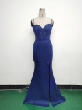 Women Fishbone Lace Sequin Formal Dinner Wedding Fishtail Evening Dress
