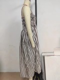 Women's Spring/Summer Striped Elastic Sexy Pocket Strap Loose Casual Dress