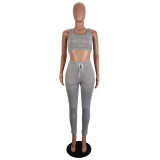 Women's Sexy Slim Solid Color Spring/Summer Sports Two Piece Pants Sets