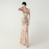 Women One Shoulder Beaded Geometric Sequin Formal Party Prom Wedding Evening Dress