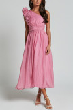 Women's Summer Sexy Solid Color Slash Shoulder Low Back Dress