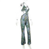 Women's Sexy Holiday Knot Print Strap Jumpsuit