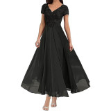 Plus Size Women V-neck Chiffon Formal Party evening dress（Processing time need 3-6 days）
