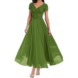Plus Size Women V-neck Chiffon Formal Party evening dress（Processing time need 3-6 days）