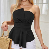 Casual Sexy Women's Solid Color Slim Waist Sleeveless Strapless Tops