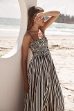 Women's Spring/Summer Striped Elastic Sexy Pocket Strap Loose Casual Dress