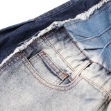 Women's Fashion High Waist Distressed Patchwork Denim Shorts