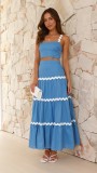 Women's Summer Sexy Strap A-line Two Piece Skirt Set