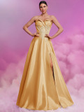 Women's Elegant Sexy Strapless Formal Bridesmaid Cocktail Evening Dress