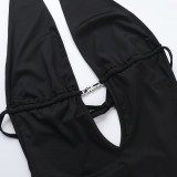 Women's Summer Sexy Deep V Strap Hollow Low Back Bodycon Dress