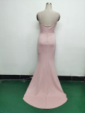 Women Fishbone Lace Sequin Formal Dinner Wedding Fishtail Evening Dress