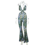 Women's Sexy Holiday Knot Print Strap Jumpsuit