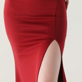 Women Strappy Heart-Shaped Lace Grid Embroidery Beaded Fishbone Formal Party Evening Dress