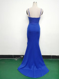Women Fishbone Lace Sequin Formal Dinner Wedding Fishtail Evening Dress