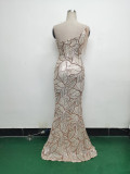 Women One Shoulder Beaded Sequin Embroidery Formal Party Prom Wedding Evening Dress