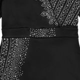 Women's Chic Elegant Beaded Half Sleeve V-Neck Fashionable Dress