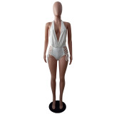 Women's Sexy Halter Neck Side Lace-up One-Piece Swimsuit