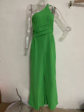 Women's Spring/Summer Solid Color Loose Wide Leg Linen Jumpsuit