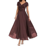 Plus Size Women V-neck Chiffon Formal Party evening dress（Processing time need 3-6 days）