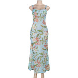 Women's Holidays Sleeveless Lace Trimmed Print Dress