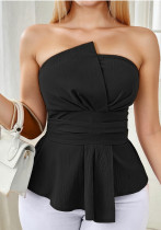 Casual Sexy Women's Solid Color Slim Waist Sleeveless Strapless Tops