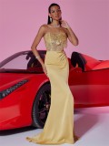 Women's Elegant Sequin Flower Patchwork Formal Cocktail Bridesmaid Evening Dress