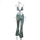 Women's Sexy Holiday Knot Print Strap Jumpsuit
