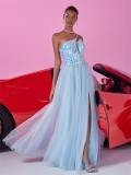 Women's Elegant Ond Shoulder Slim Long Formal Cocktail Evening Dress