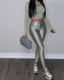 Women Summer Solid Stretchy Zipper Pants