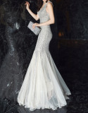 Women Formal Party Elegant Fishtail Sequined Evening Dress