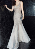 Women Formal Party Elegant Fishtail Sequined Evening Dress