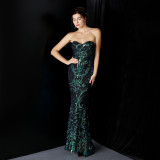 Women Sequined Skirt Ball Party Evening Dress