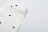 Women Summer Heart Print Vest Shorts Two Piece Set