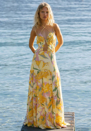 Women Holidays Print Sexy Ruffle Strap Dress