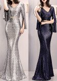 Women Formal Party Elegant Sexy Sequin Fishtail Evening Dress