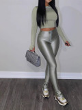 Women Summer Solid Stretchy Zipper Pants