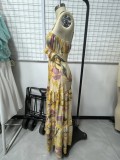 Women Holidays Print Sexy Ruffle Strap Dress