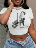 Women Street Print Crop Top T-Shirt