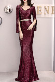 Women Formal Party Elegant Sexy Sequin Fishtail Evening Dress
