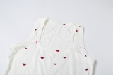 Women Summer Heart Print Vest Shorts Two Piece Set